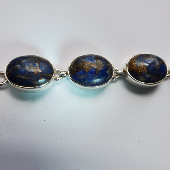LAPIS  LAZULI  STERLING  SILVER  BRACELET - Picture 10 of 10